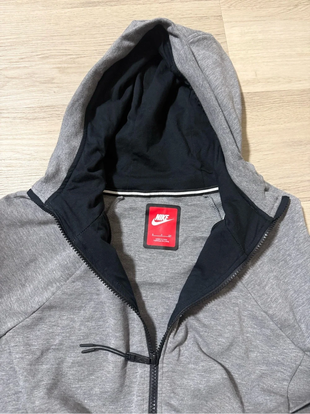 Nike Heather Grey Black Tech Sweatshirt Hoodie Zip Up Women’s Size Small